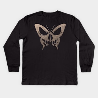 Sinister Butterfly and Skull Design Kids Long Sleeve T-Shirt